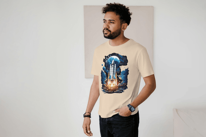 Space Shuttle Launch: Cosmic Nebula Graphic Tee - Essentia Attire