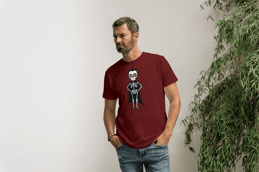 Cute Skeleton with Cape: Superhero Tee - Essentia Attire