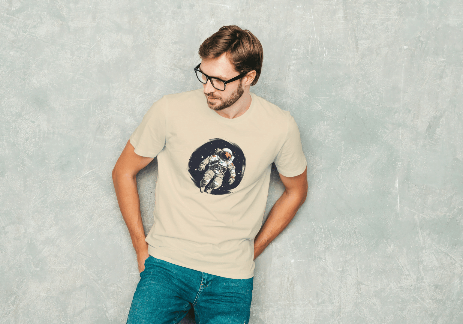Astronaut Floating in Space: Cosmic Explorer Graphic Tee - Essentia Attire
