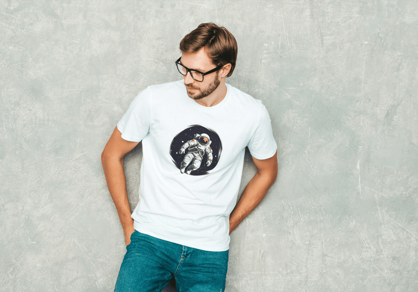 Astronaut Floating in Space: Cosmic Explorer Graphic Tee - Essentia Attire