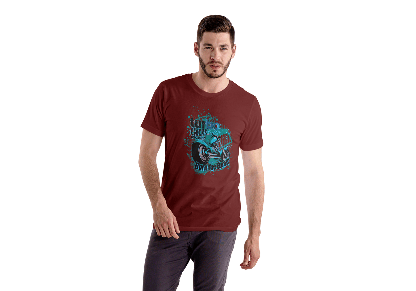 Turbo Chicks Motorcycle: Burn the Road" Tee - Essentia Attire