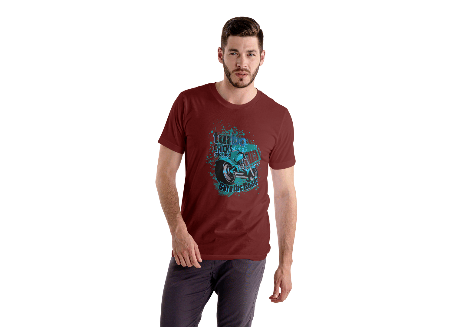 Turbo Chicks Motorcycle: Burn the Road" Tee - Essentia Attire
