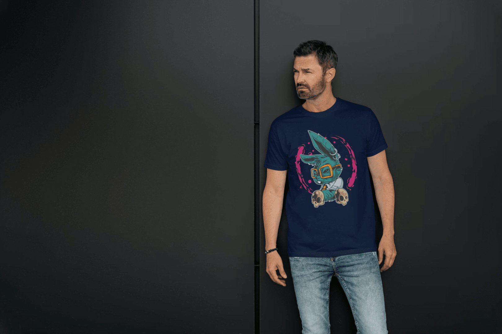 Punk Rock Rabbit: Artistic Animal Print Tee - Essentia Attire