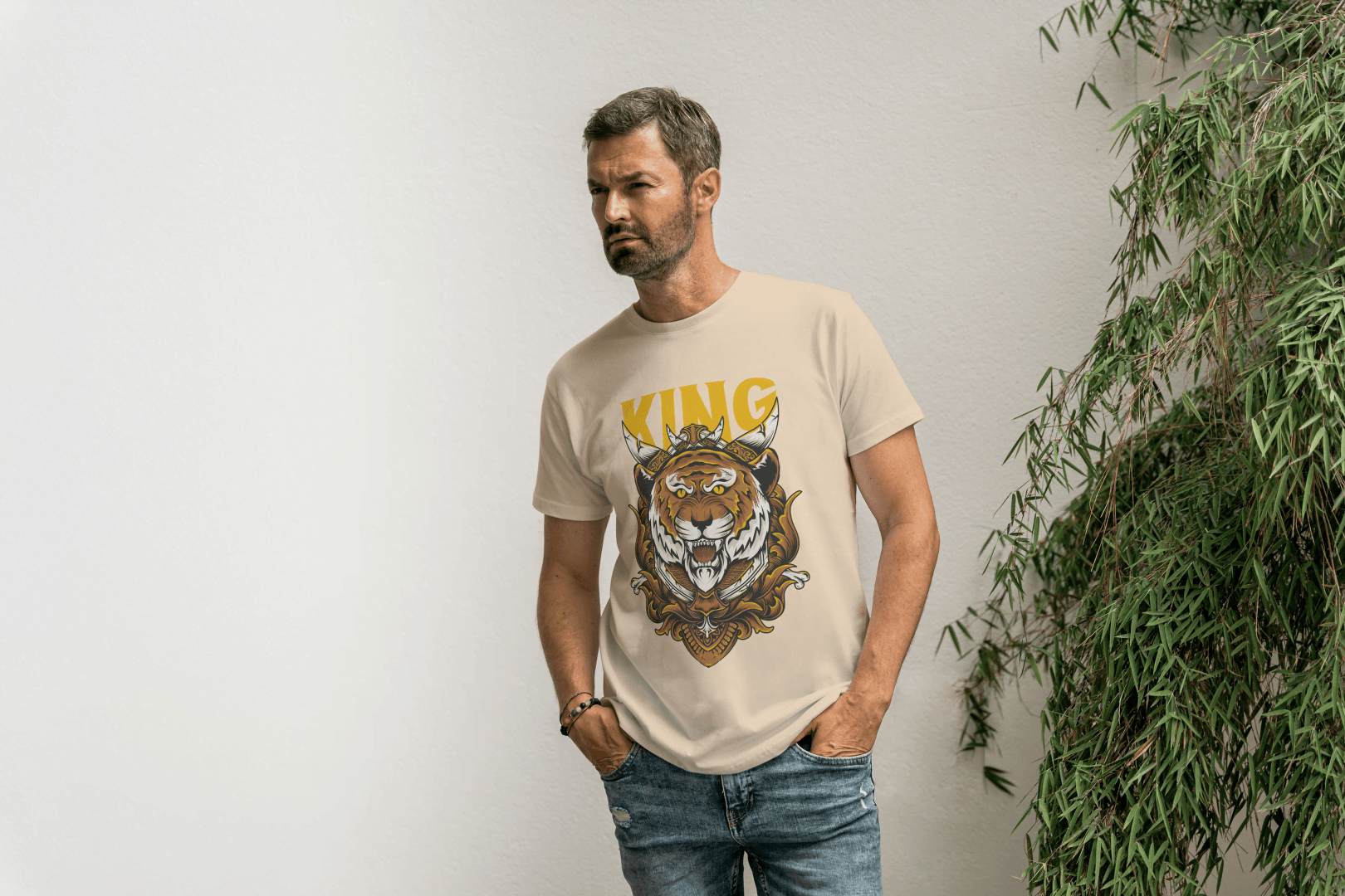 Powerful Tiger with Crown: Big Cat Lover - Essentia Attire