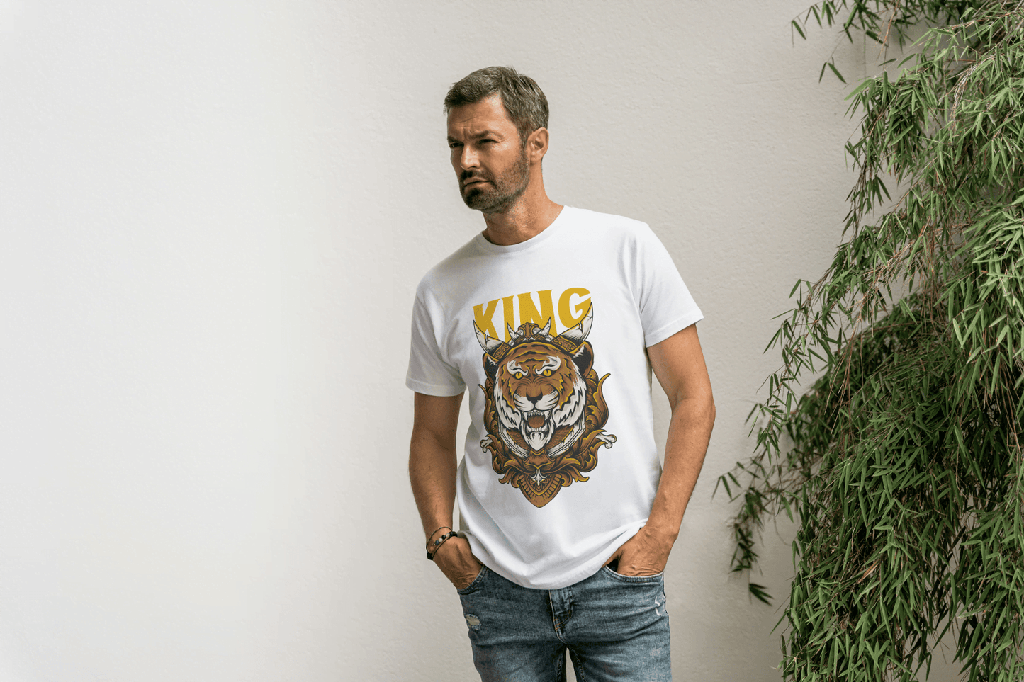 Powerful Tiger with Crown: Big Cat Lover - Essentia Attire