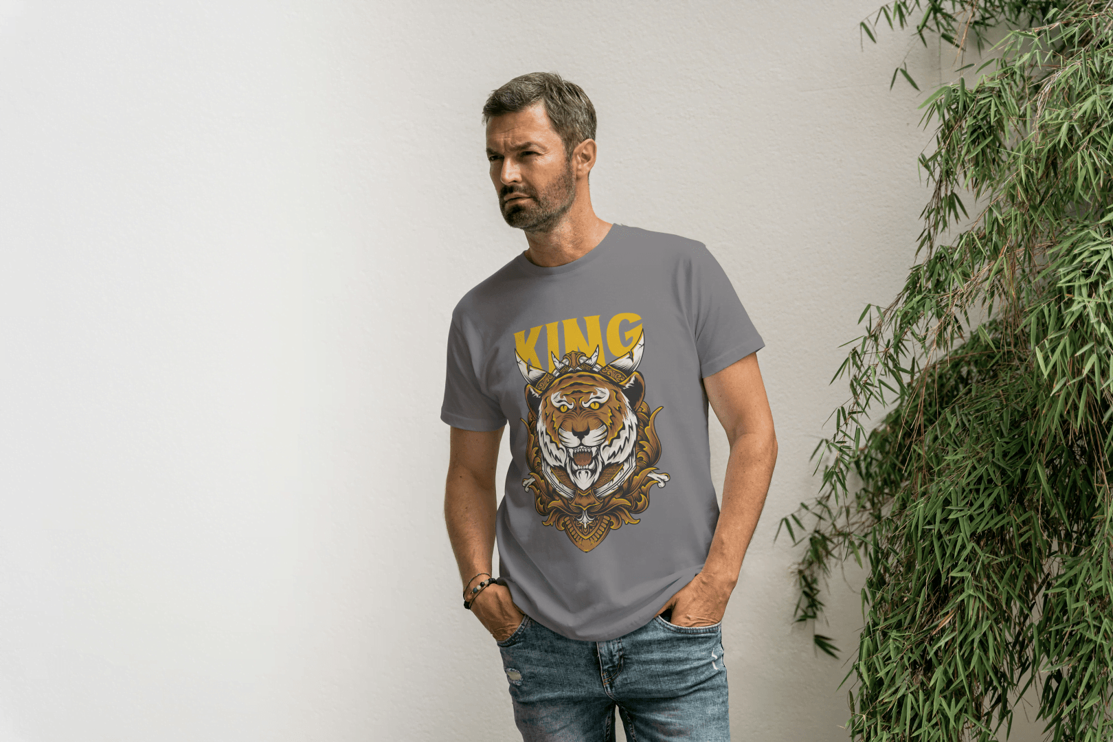 Powerful Tiger with Crown: Big Cat Lover - Essentia Attire