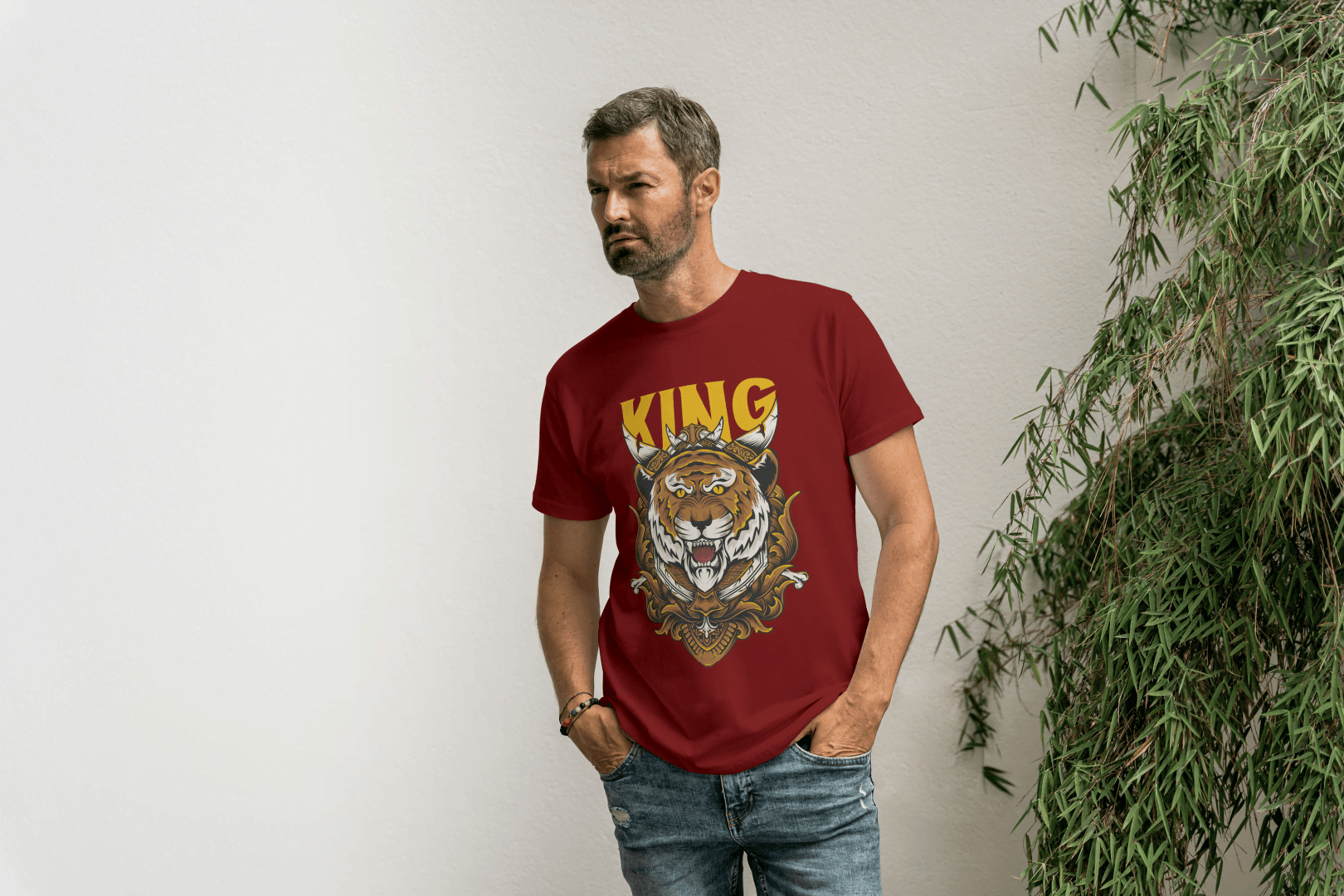 Powerful Tiger with Crown: Big Cat Lover - Essentia Attire