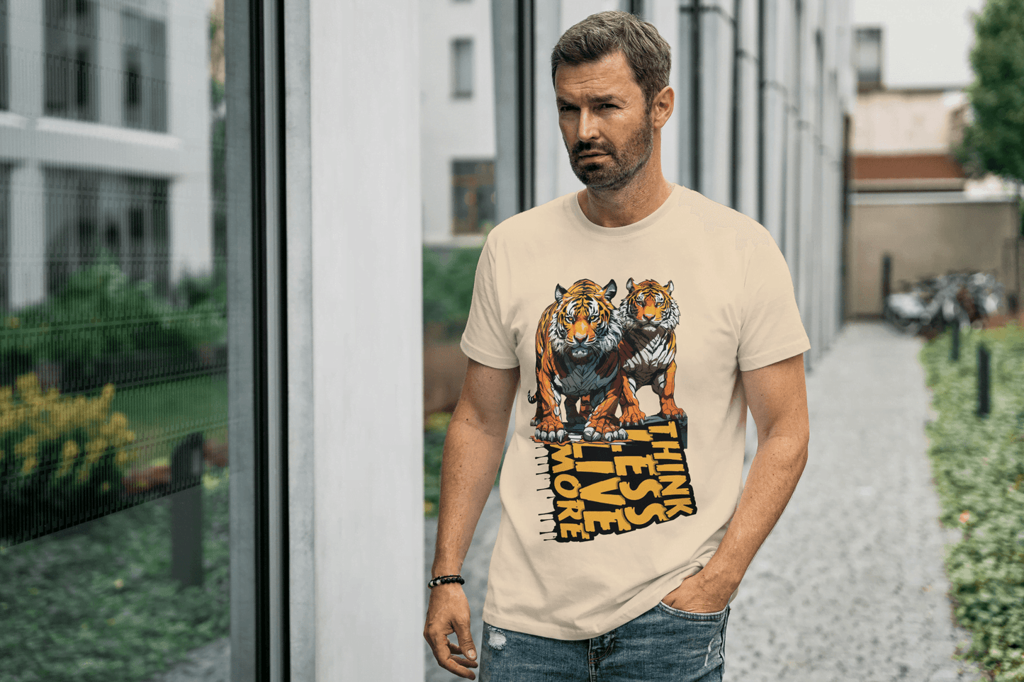 Think Less Live More: Tiger Inspirational Graphic Tee - Essentia Attire