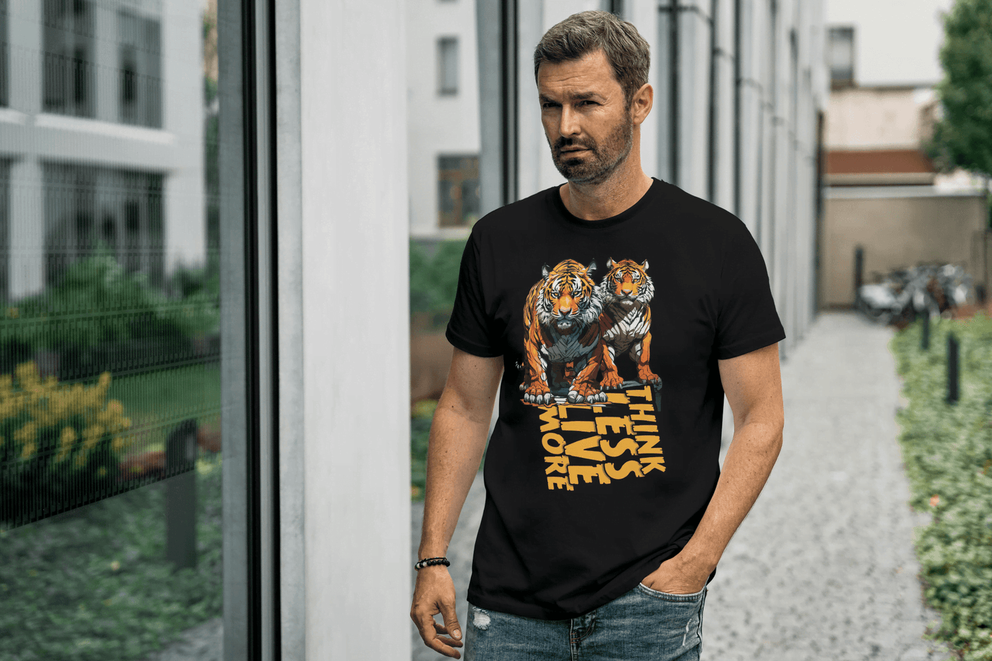Think Less Live More: Tiger Inspirational Graphic Tee - Essentia Attire