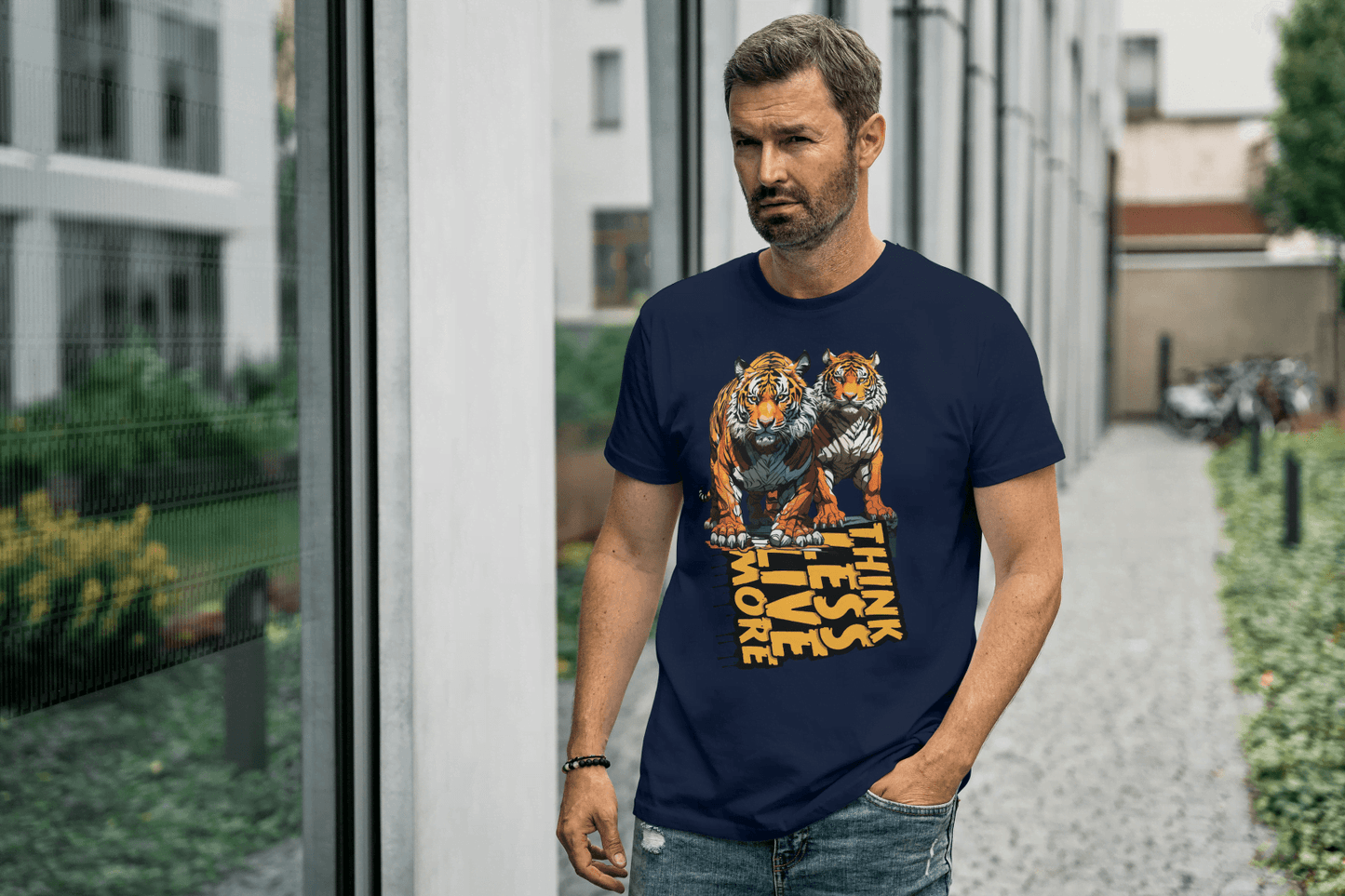 Think Less Live More: Tiger Inspirational Graphic Tee - Essentia Attire