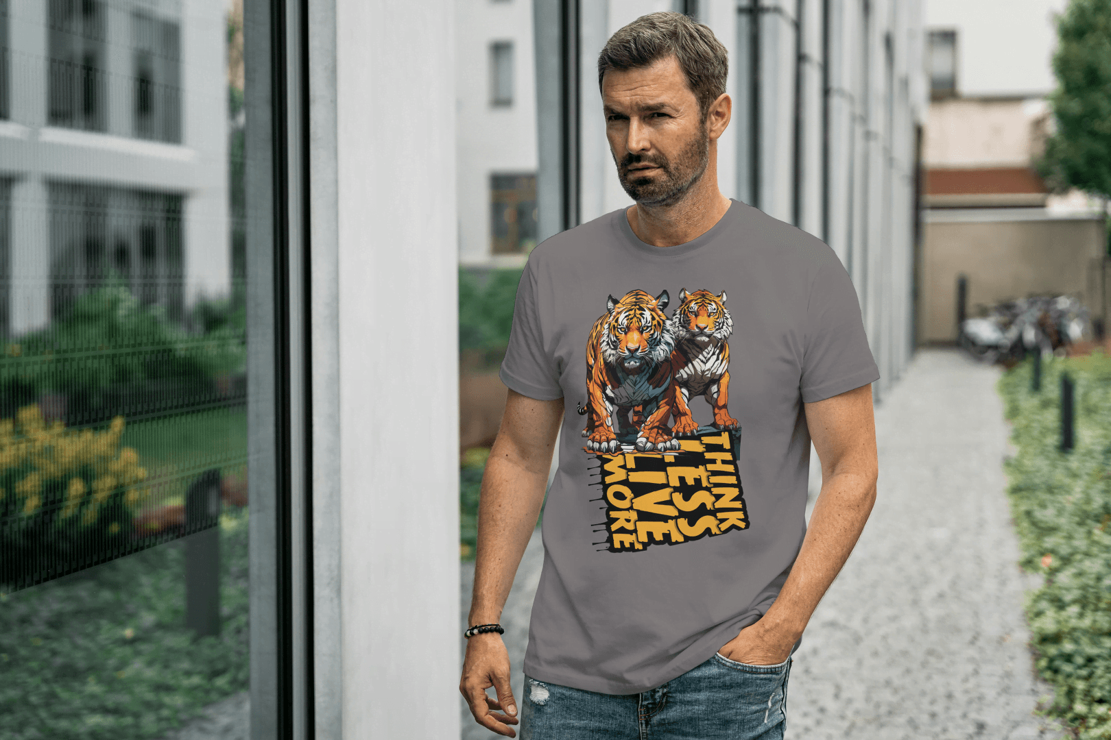 Think Less Live More: Tiger Inspirational Graphic Tee - Essentia Attire