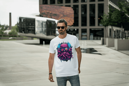 Futuristic Octopus: Neon Cyberpunk Sea Creature Tee - Essentia Attire