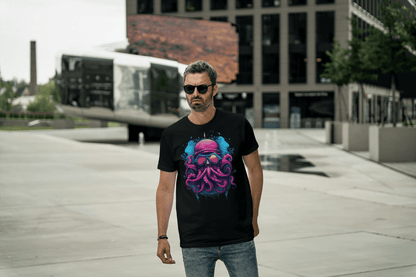 Futuristic Octopus: Neon Cyberpunk Sea Creature Tee - Essentia Attire