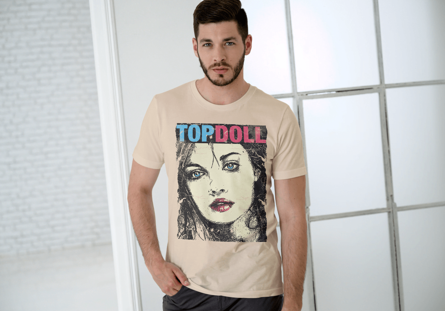 Distressed Style Face Tee: Unique Artistic Graphic - Essentia Attire