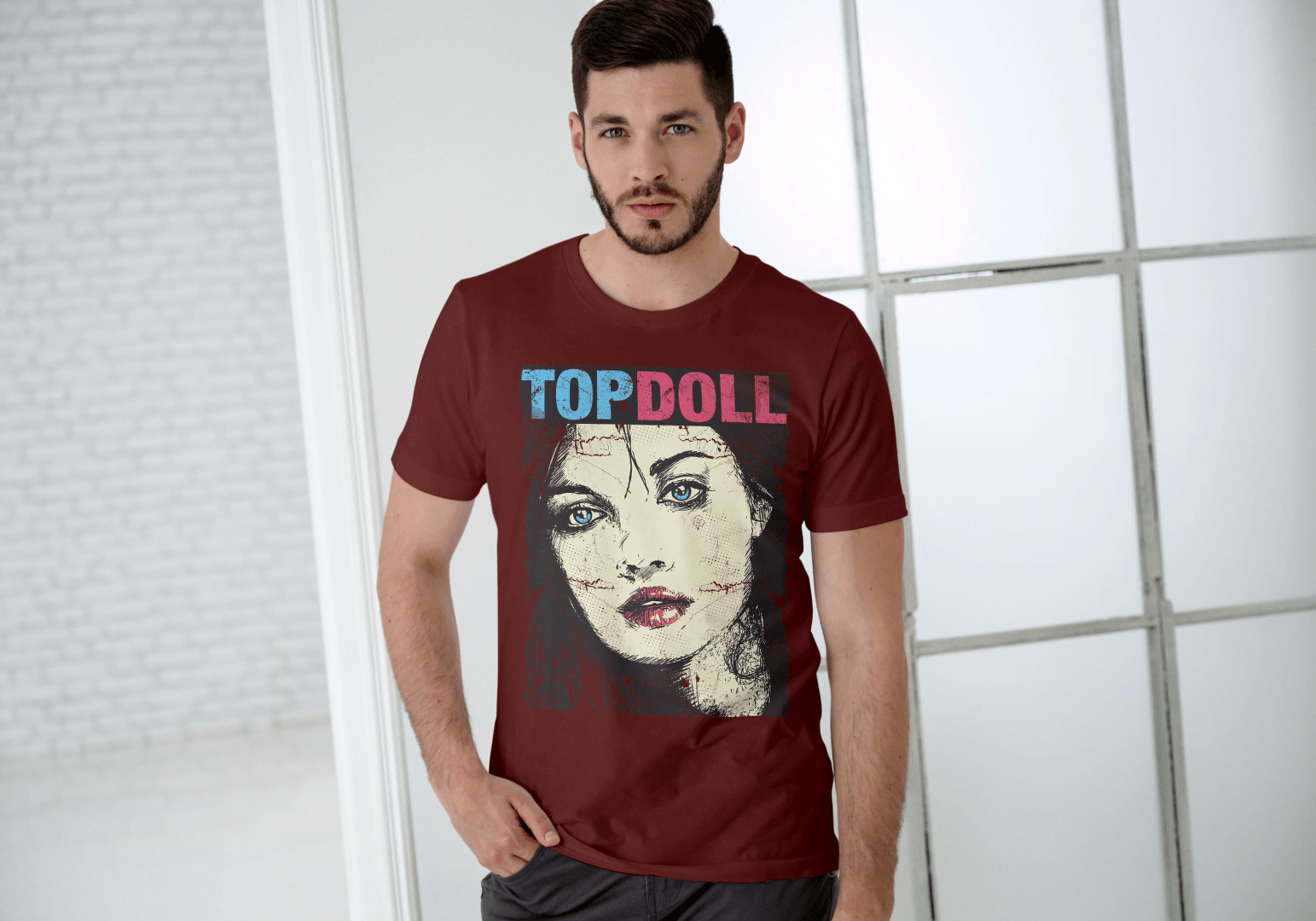 Distressed Style Face Tee: Unique Artistic Graphic - Essentia Attire