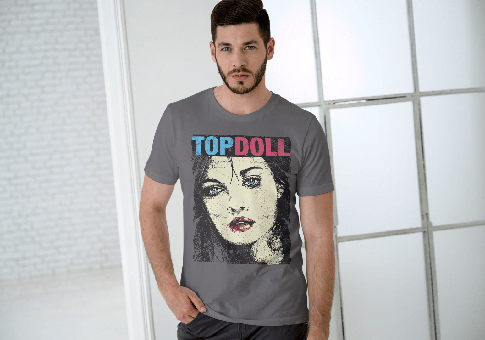 Distressed Style Face Tee: Unique Artistic Graphic - Essentia Attire
