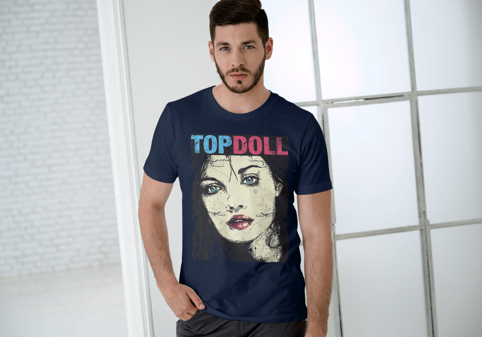 Distressed Style Face Tee: Unique Artistic Graphic - Essentia Attire