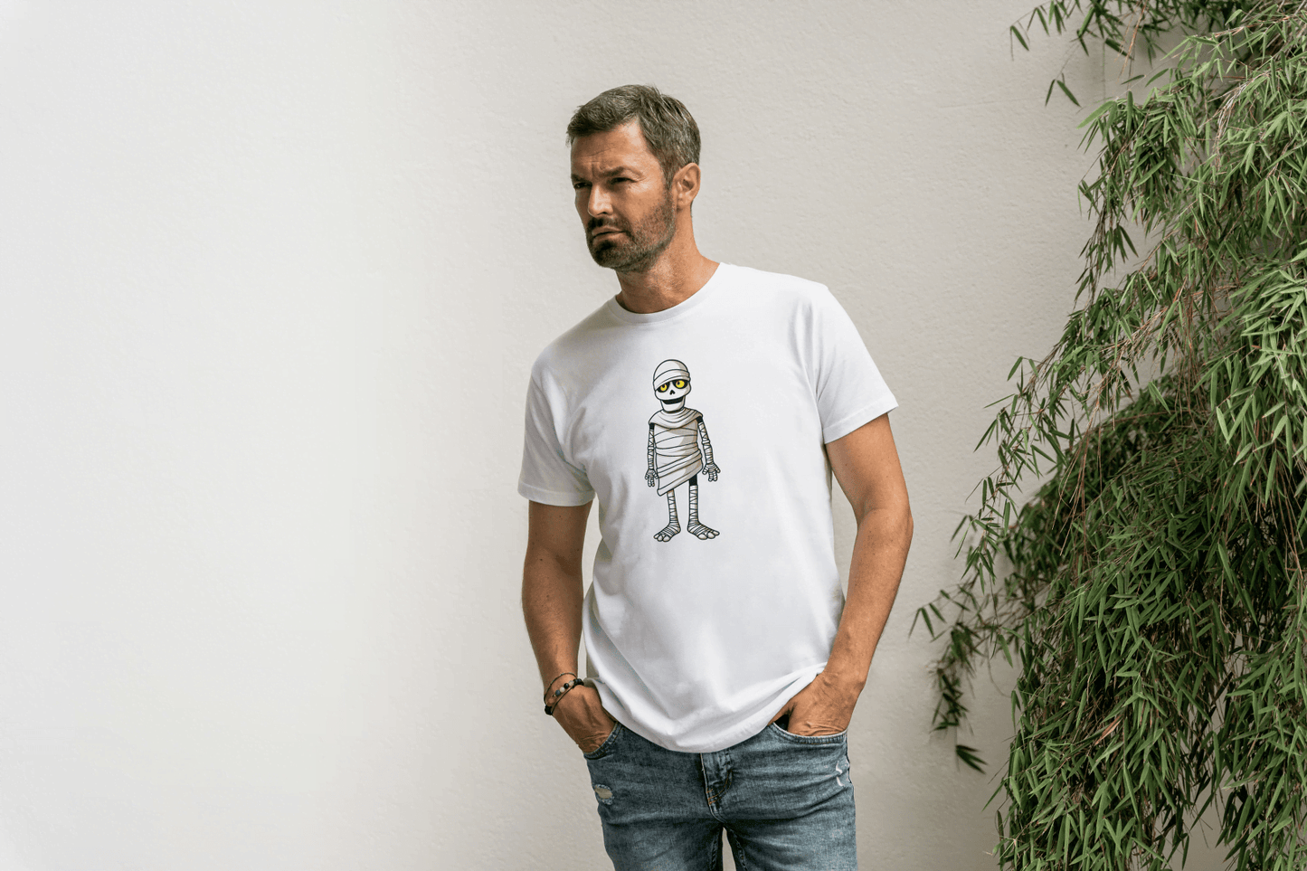 Cute Cartoon Mummy: Glowing Eye Mummy Tee - Essentia Attire