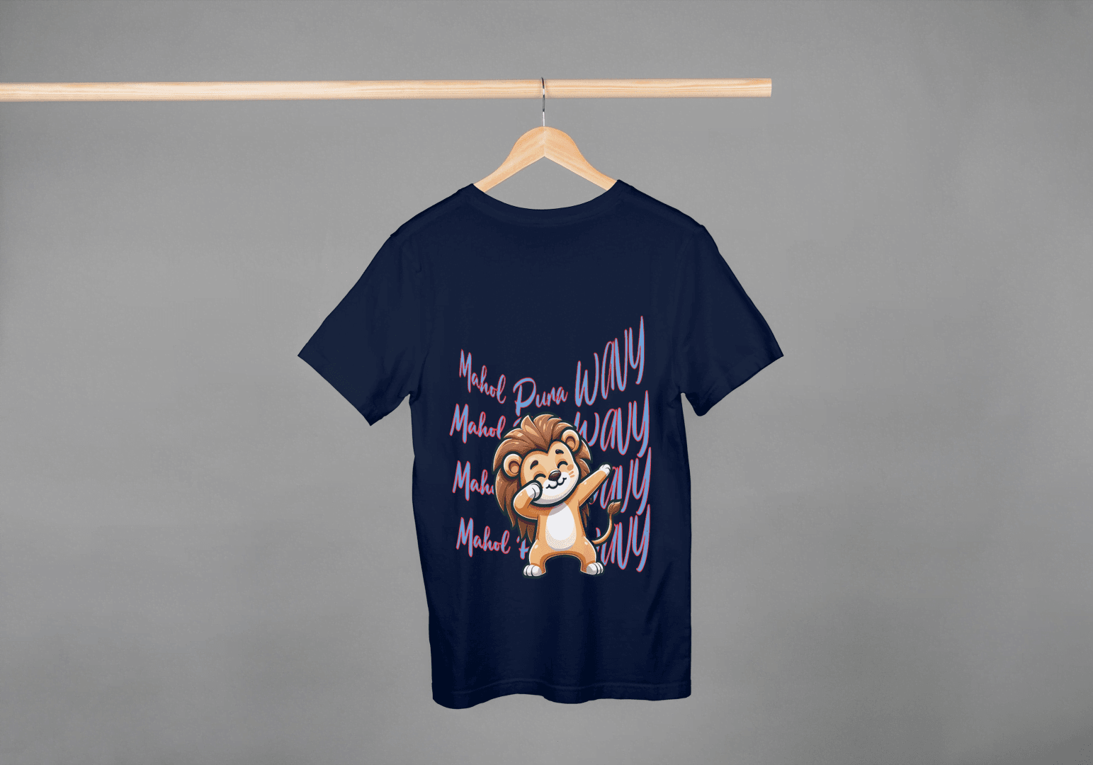 Mahol Pura Wavy: Playful Cute Lion Cub Graphic Tee - Essentia Attire
