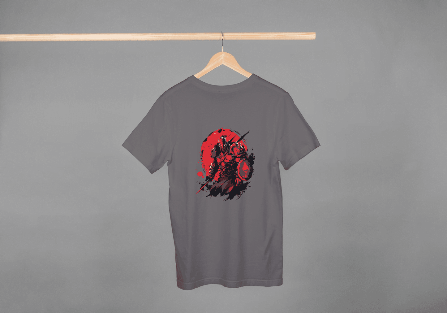 Red Sun Warrior: Samurai Battle Stance Tee - Essentia Attire