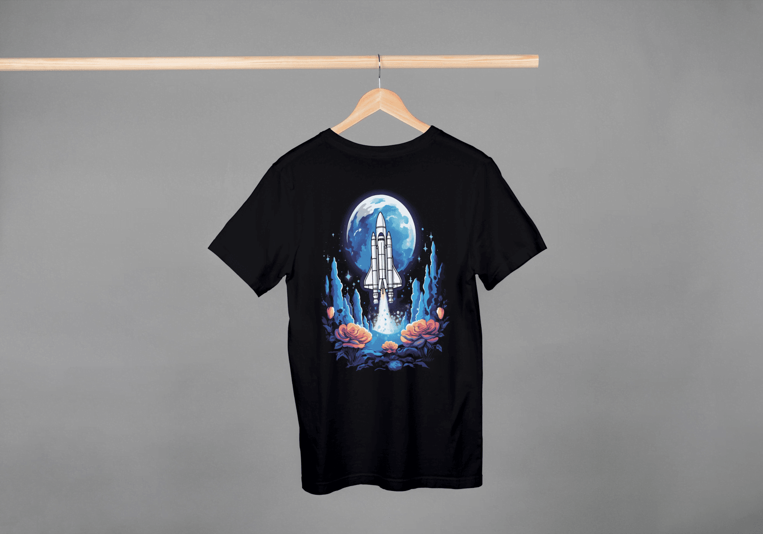 Space Shuttle Launch: Cosmic Nebula Graphic Tee - Essentia Attire