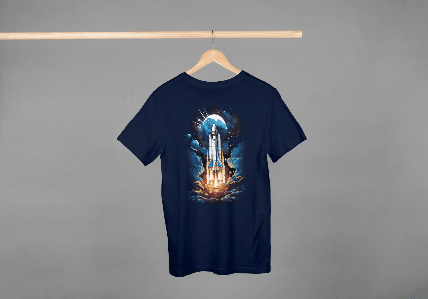 Space Shuttle Launch: Cosmic Nebula Graphic Tee - Essentia Attire
