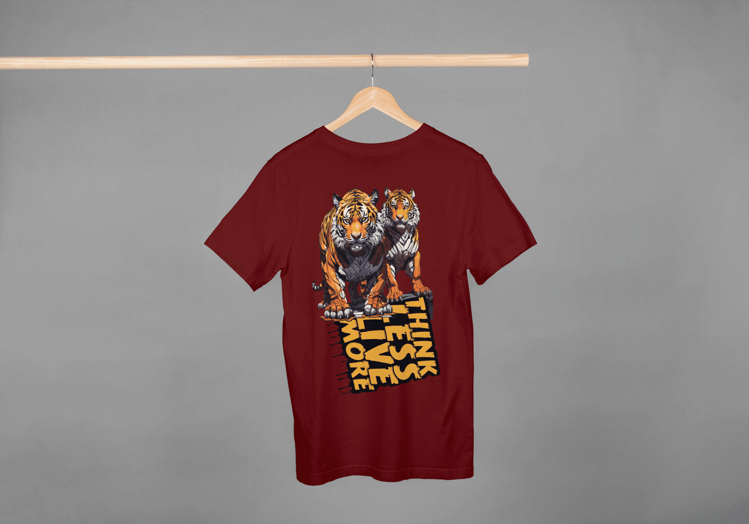 Think Less Live More: Tiger Inspirational Graphic Tee - Essentia Attire