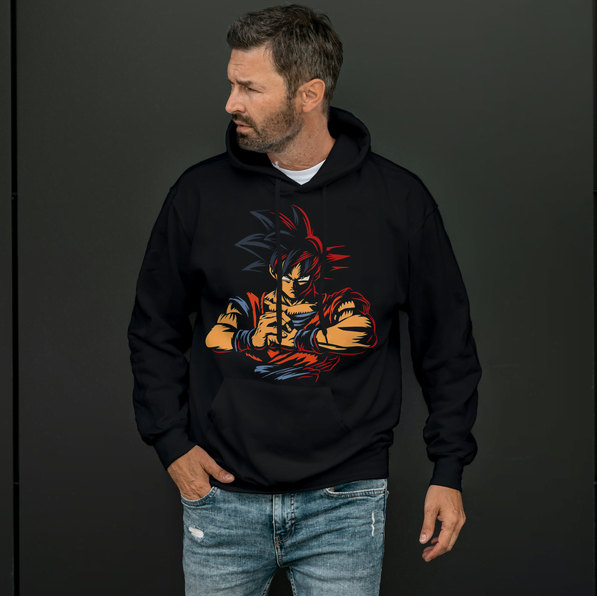 DBZ Goku Super Saiyan 4 DropShoulder Hoodie | Primal Saiyan Form Anime