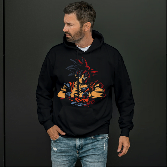 DBZ Goku Super Saiyan 4 DropShoulder Hoodie | Primal Saiyan Form Anime