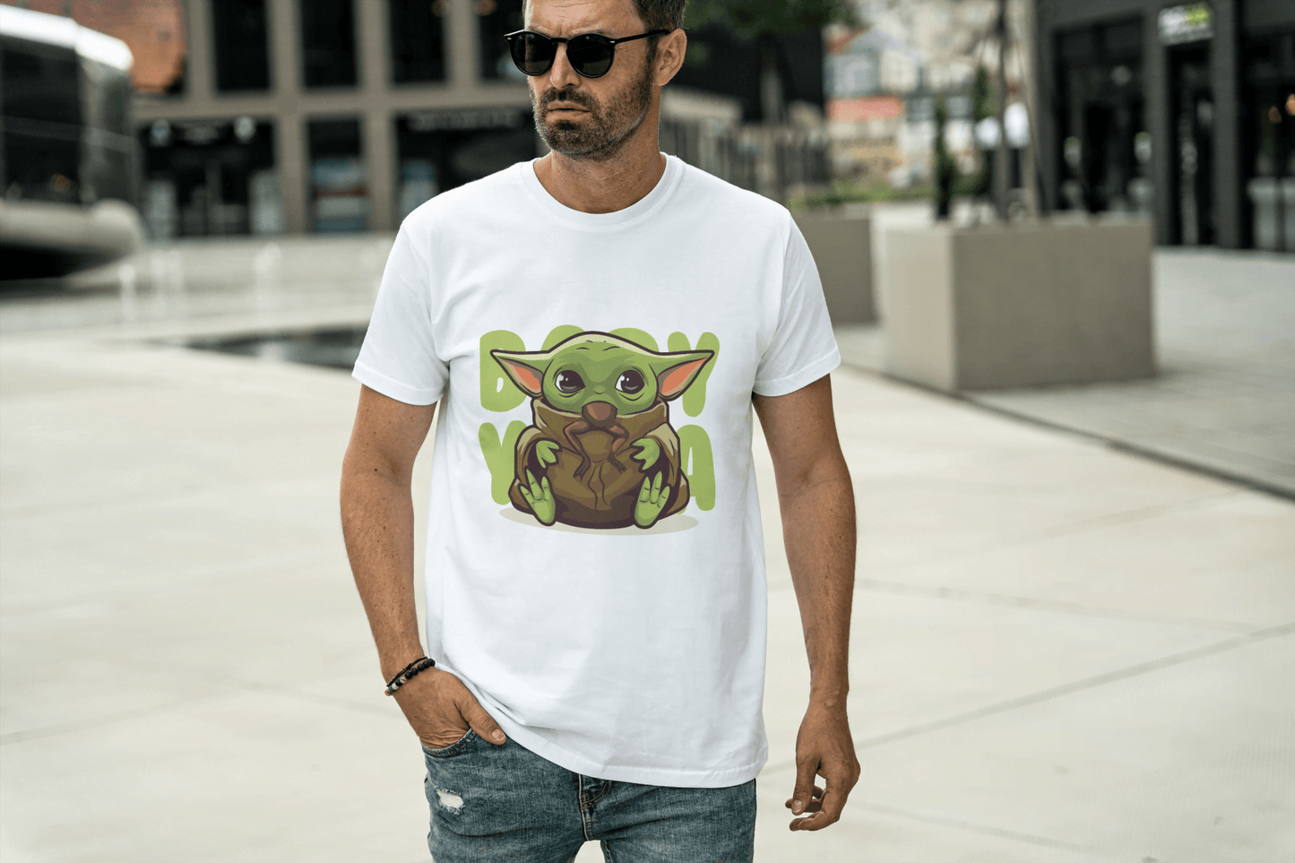 Badass Yoda Style Green Creature: Cute Baby Alien Force Tee - Essentia Attire