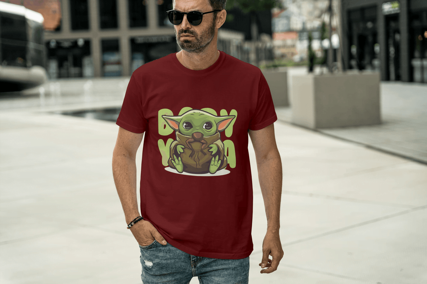 Badass Yoda Style Green Creature: Cute Baby Alien Force Tee - Essentia Attire