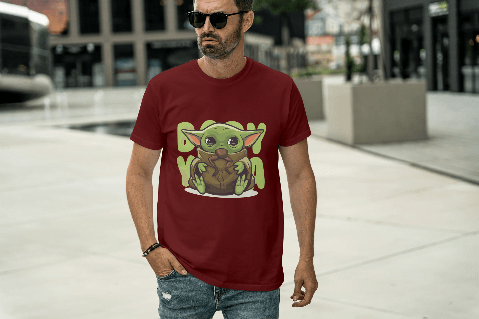 Badass Yoda Style Green Creature: Cute Baby Alien Force Tee - Essentia Attire