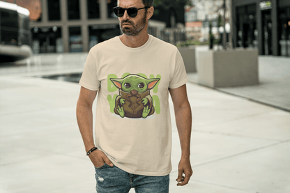 Badass Yoda Style Green Creature: Cute Baby Alien Force Tee - Essentia Attire