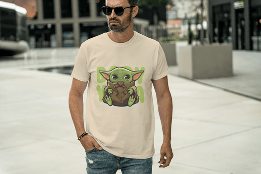 Badass Yoda Style Green Creature: Cute Baby Alien Force Tee - Essentia Attire