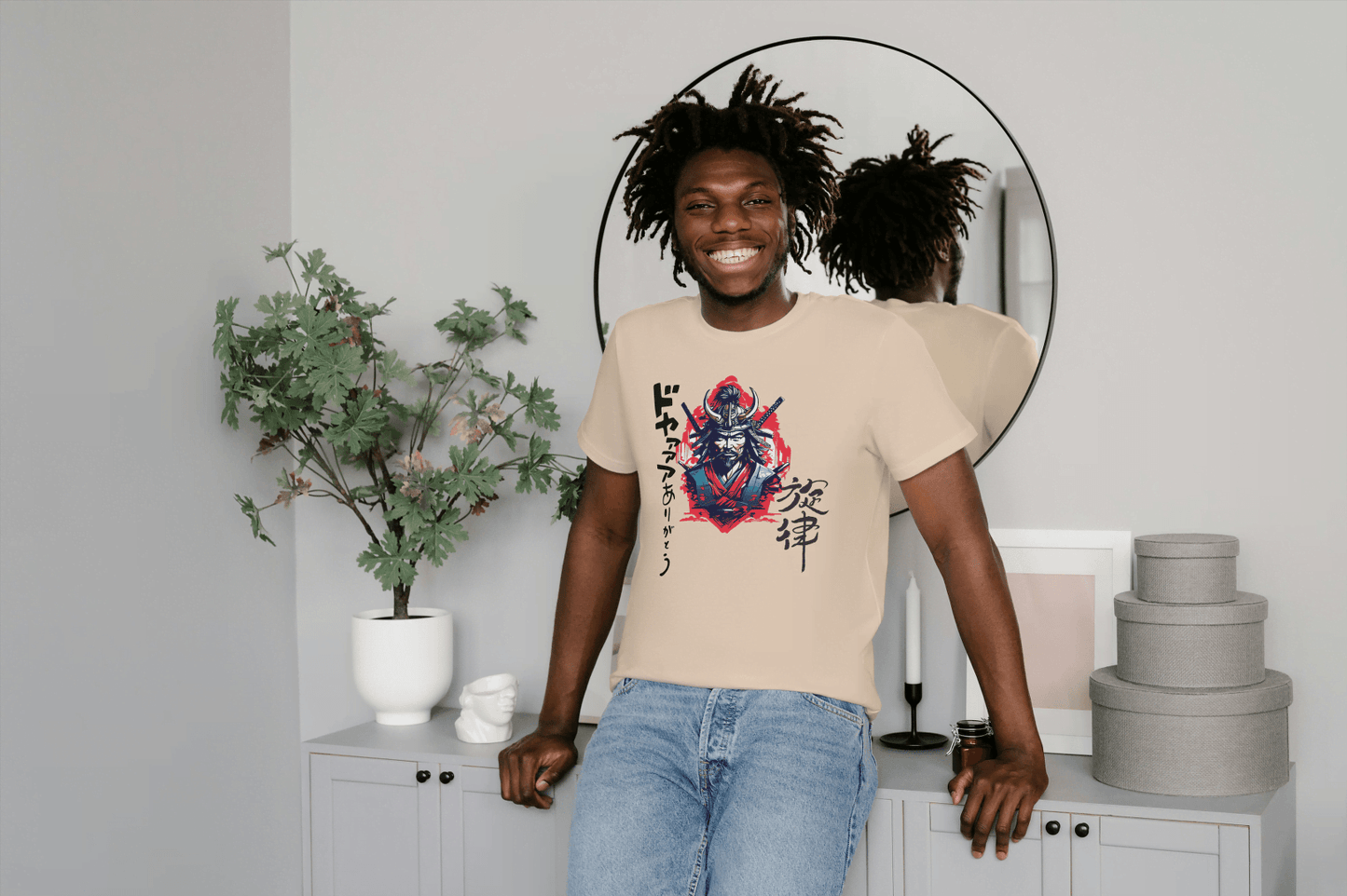 Japanese Samurai Warrior: Bushido Art Japanese Calligraphy Tee - Essentia Attire