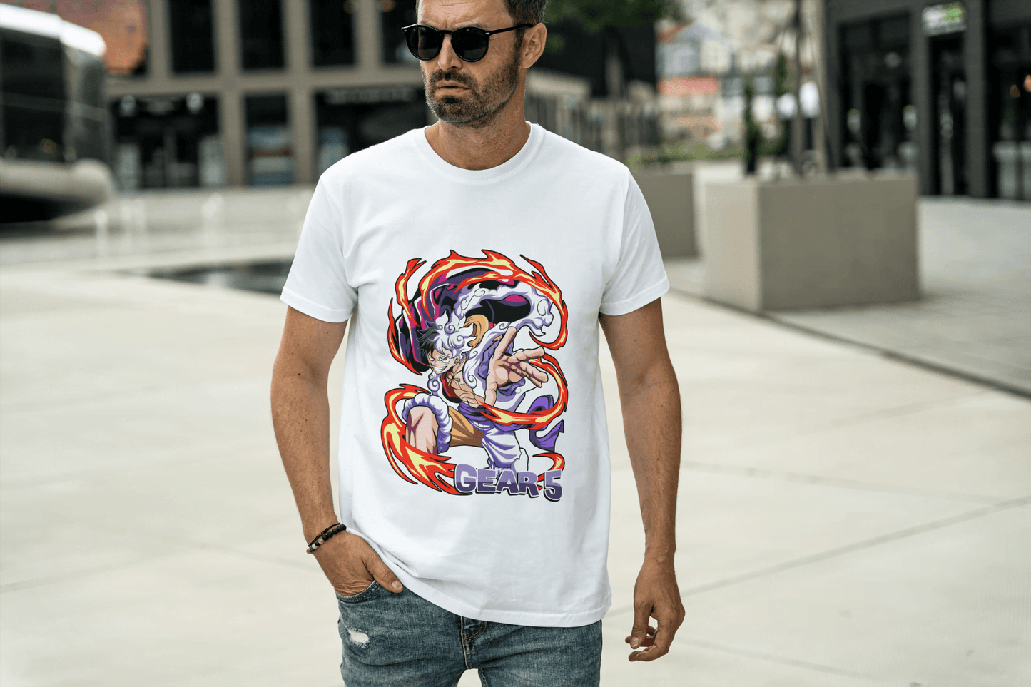 Gear 5 Transformed Character: Dynamic Power-Up Anime Hero Tee - Essentia Attire