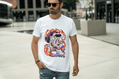 Gear 5 Transformed Character: Dynamic Power-Up Anime Hero Tee - Essentia Attire