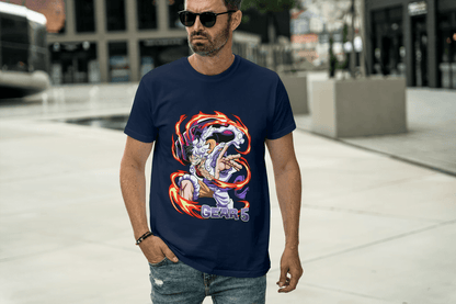 Gear 5 Transformed Character: Dynamic Power-Up Anime Hero Tee - Essentia Attire