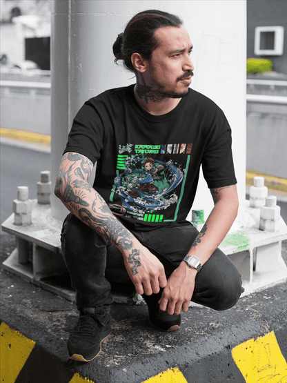 Anime Water Breathing Technique: Demon Slayer Fan Tee - Essentia Attire