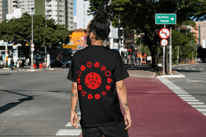 Naruto Mangekyo Sharingan Graphic T-shirt | Uchiha Clan Chakra Symbols - Essentia Attire