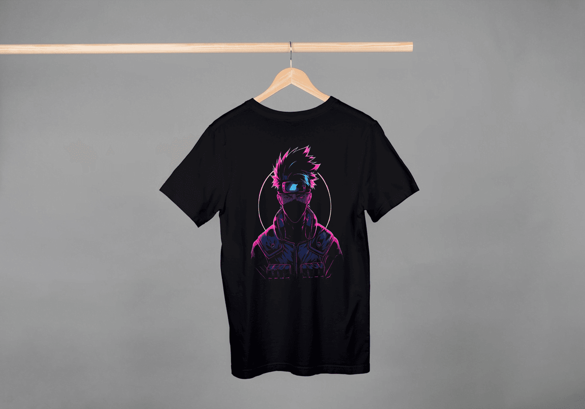 Kakashi Hatake | Naruto Anime Graphic Tee | Neon Vaporwave Style - Essentia Attire