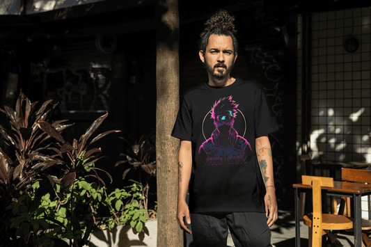 Kakashi Hatake | Naruto Anime Graphic Tee | Neon Vaporwave Style - Essentia Attire
