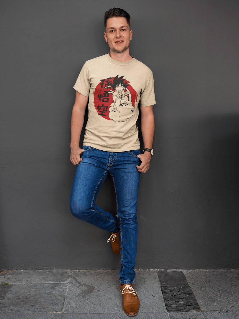 Goku on Nimbus Cloud: Japanese Kanji Tee - Essentia Attire
