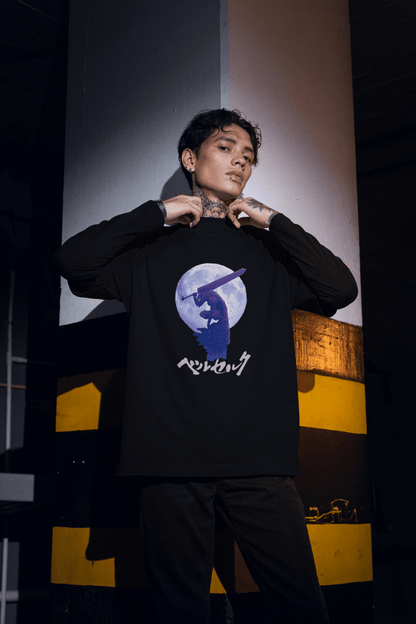 Berserk Japanese Katakana Oversized Tee | Guts and Dragonslayer Sword Anime - Essentia Attire