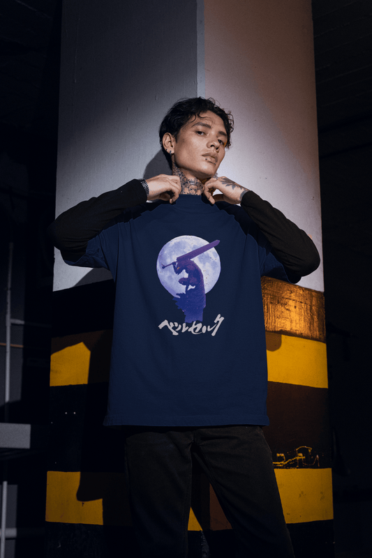 Berserk Japanese Katakana Oversized Tee | Guts and Dragonslayer Sword Anime - Essentia Attire