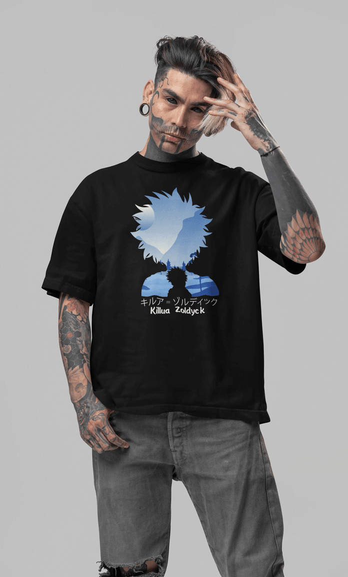 Hunter x Hunter Killua Zoldyck Silhouette Oversized T-Shirt - Essentia Attire