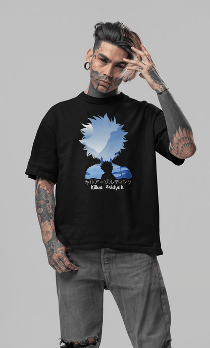 Hunter x Hunter Killua Zoldyck Silhouette Oversized T-Shirt - Essentia Attire