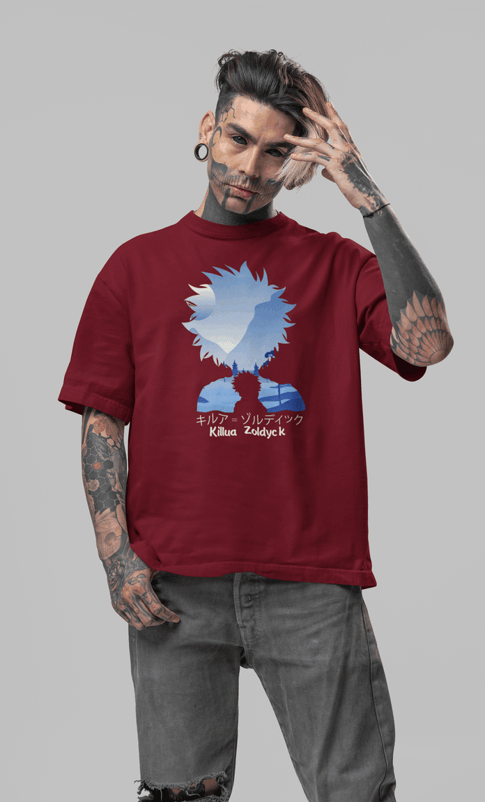 Hunter x Hunter Killua Zoldyck Silhouette Oversized T-Shirt - Essentia Attire