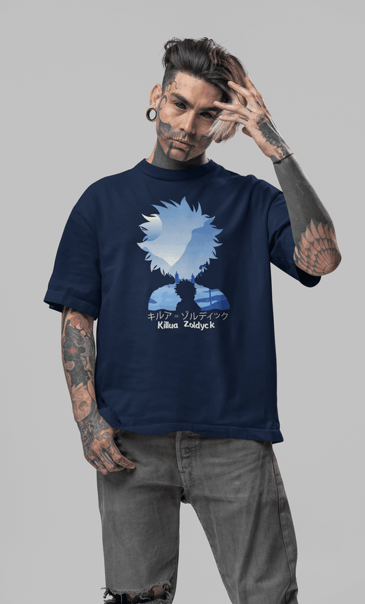 Hunter x Hunter Killua Zoldyck Silhouette Oversized T-Shirt - Essentia Attire