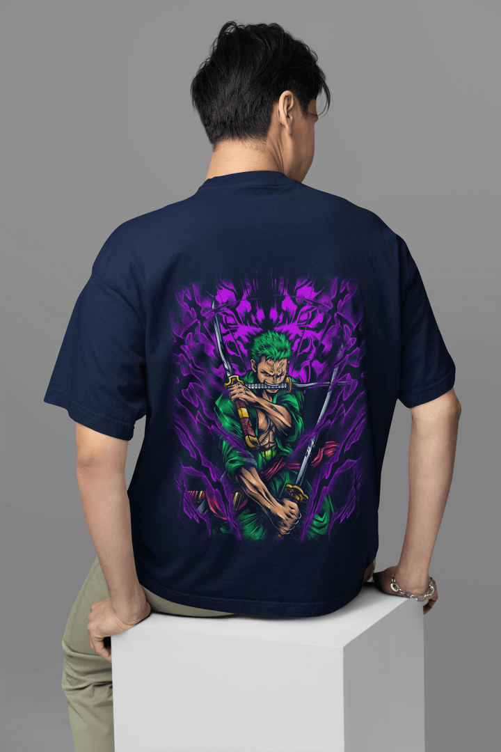 Pirate Hunter: Roronoa Zoro Demonic Aura Oversized Tee - Essentia Attire